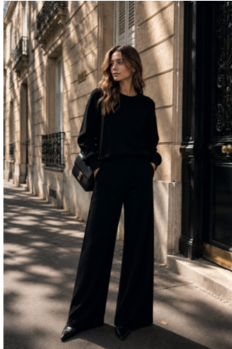 BLACK KNIT LOUNGEWEAR TROUSERS