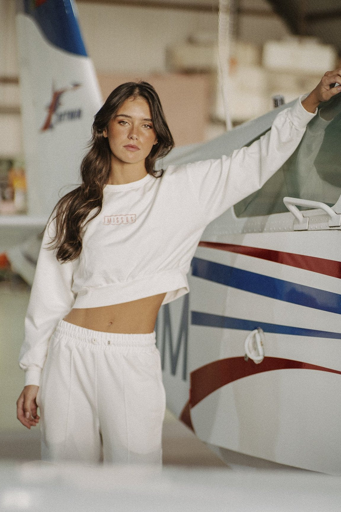 SUDADERA DE CUELLO REDONDO CHÁNDAL BLANCO
