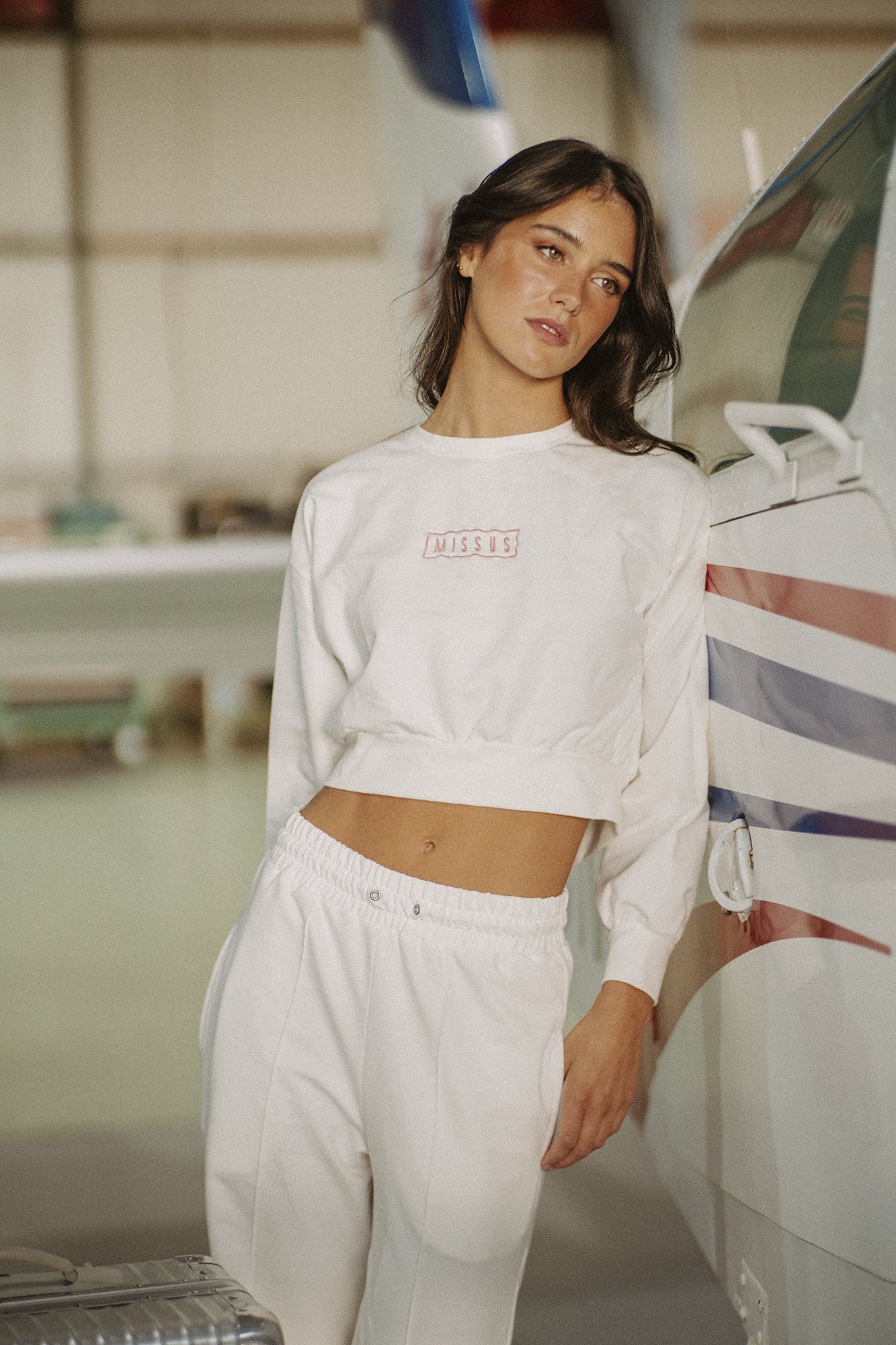 SUDADERA DE CUELLO REDONDO CHÁNDAL BLANCO