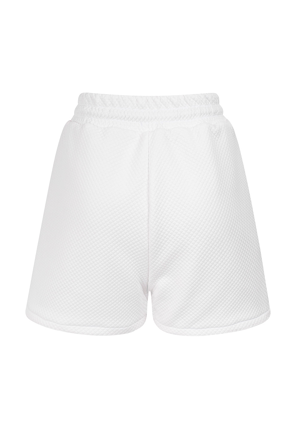 WHITE TRACKSUIT QUILTED SHORTS