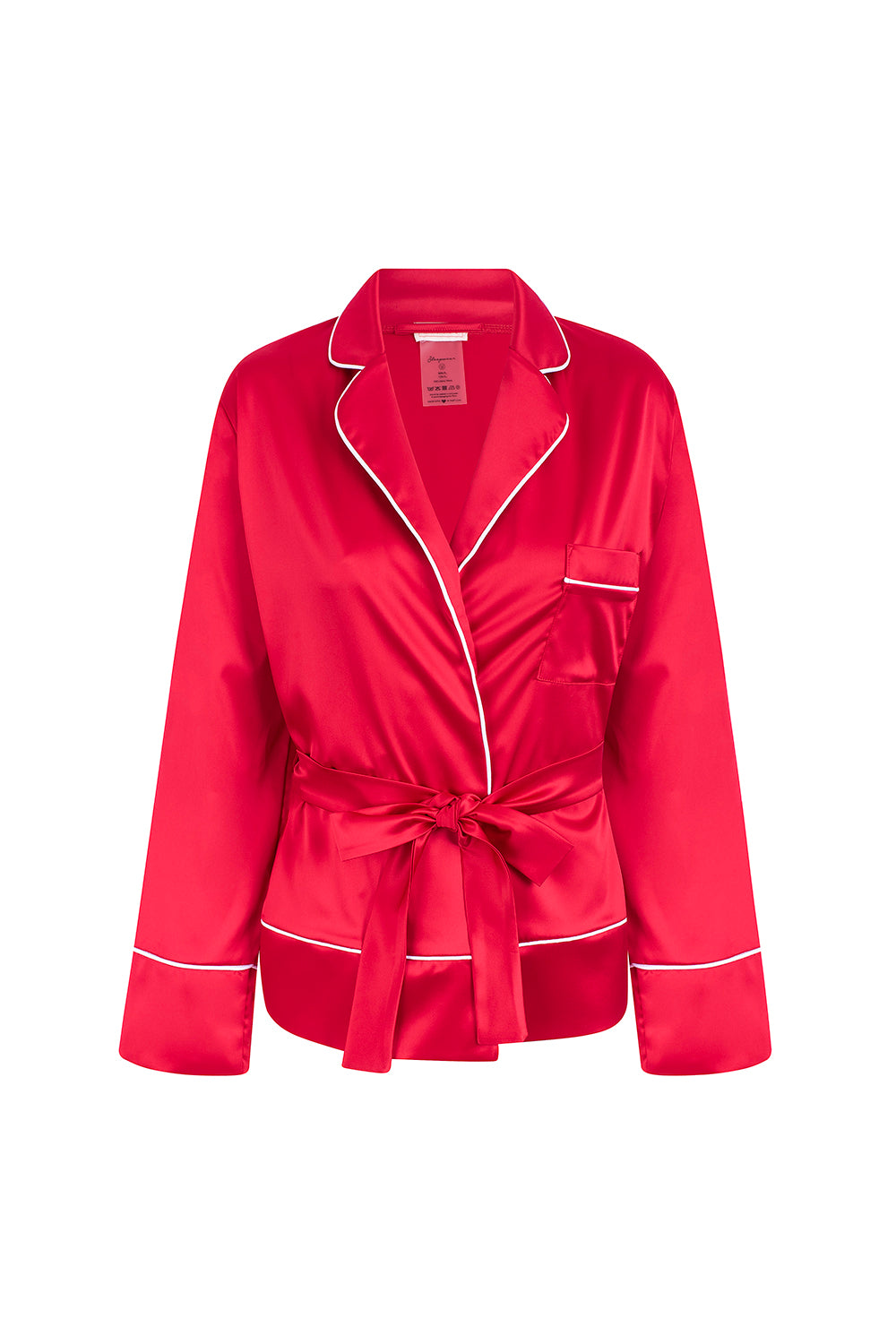 RED SATIN PJ SHIRT