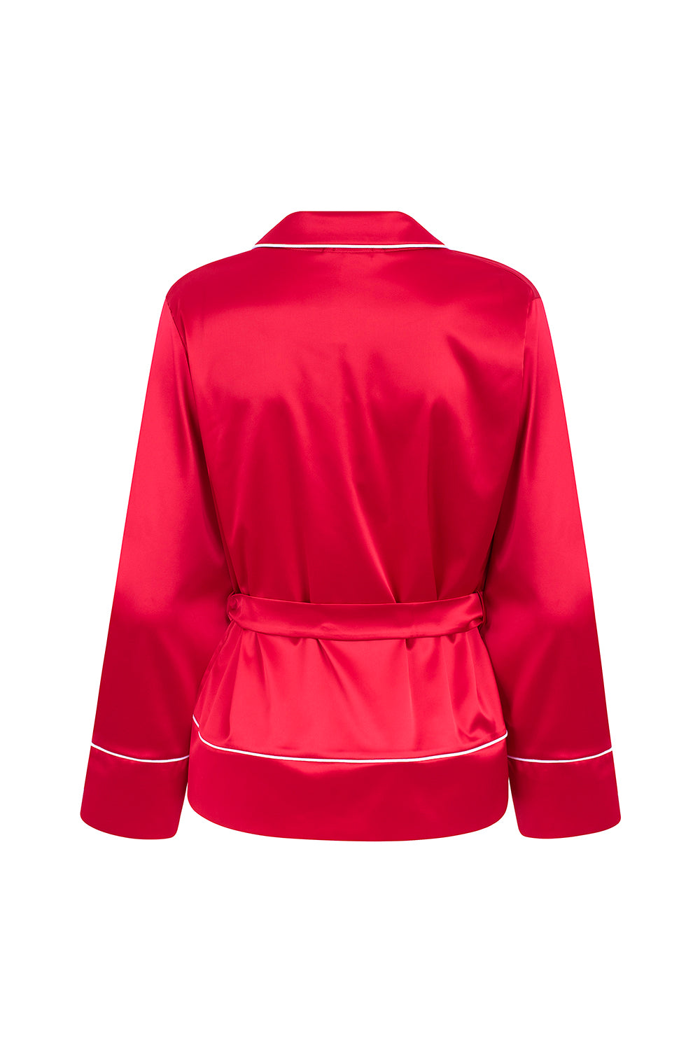 RED SATIN PJ SHIRT
