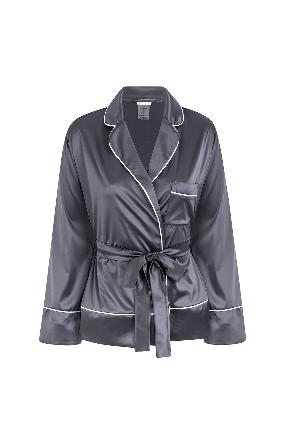 DARK GREY SATIN PJ SHIRT