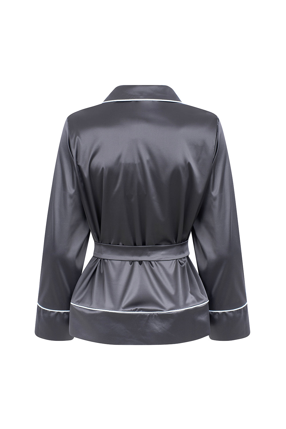 DARK GRAY SATIN PJ SHIRT