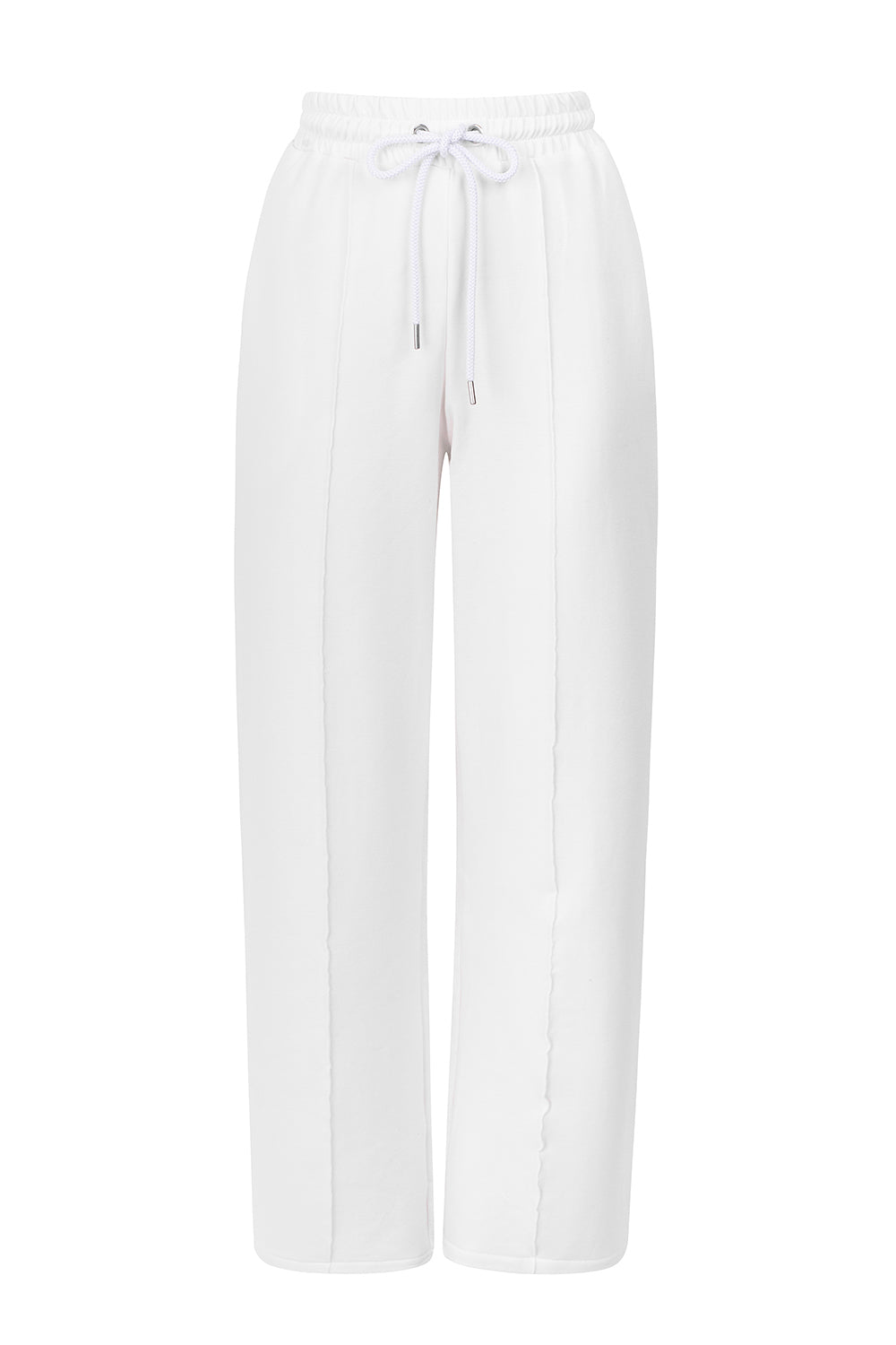 WHITE TRACKSUIT STRAIGHT SWEATPANTS