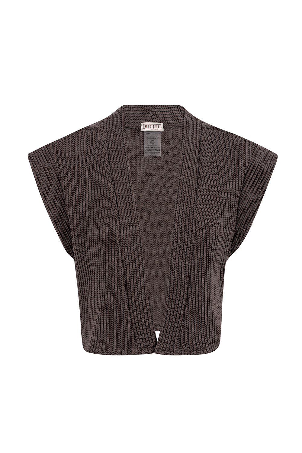 BROWN RIBBED KNIT GILET