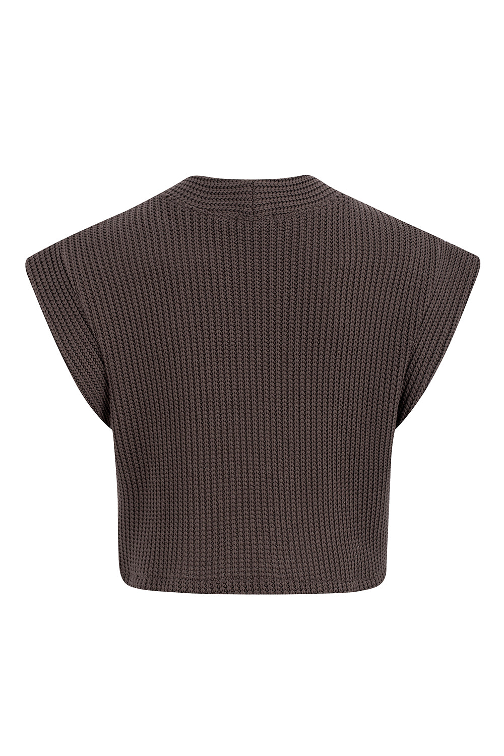 BROWN RIBBED KNIT GILET