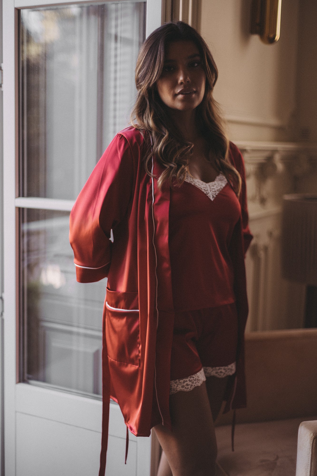 RED SATIN ROBE