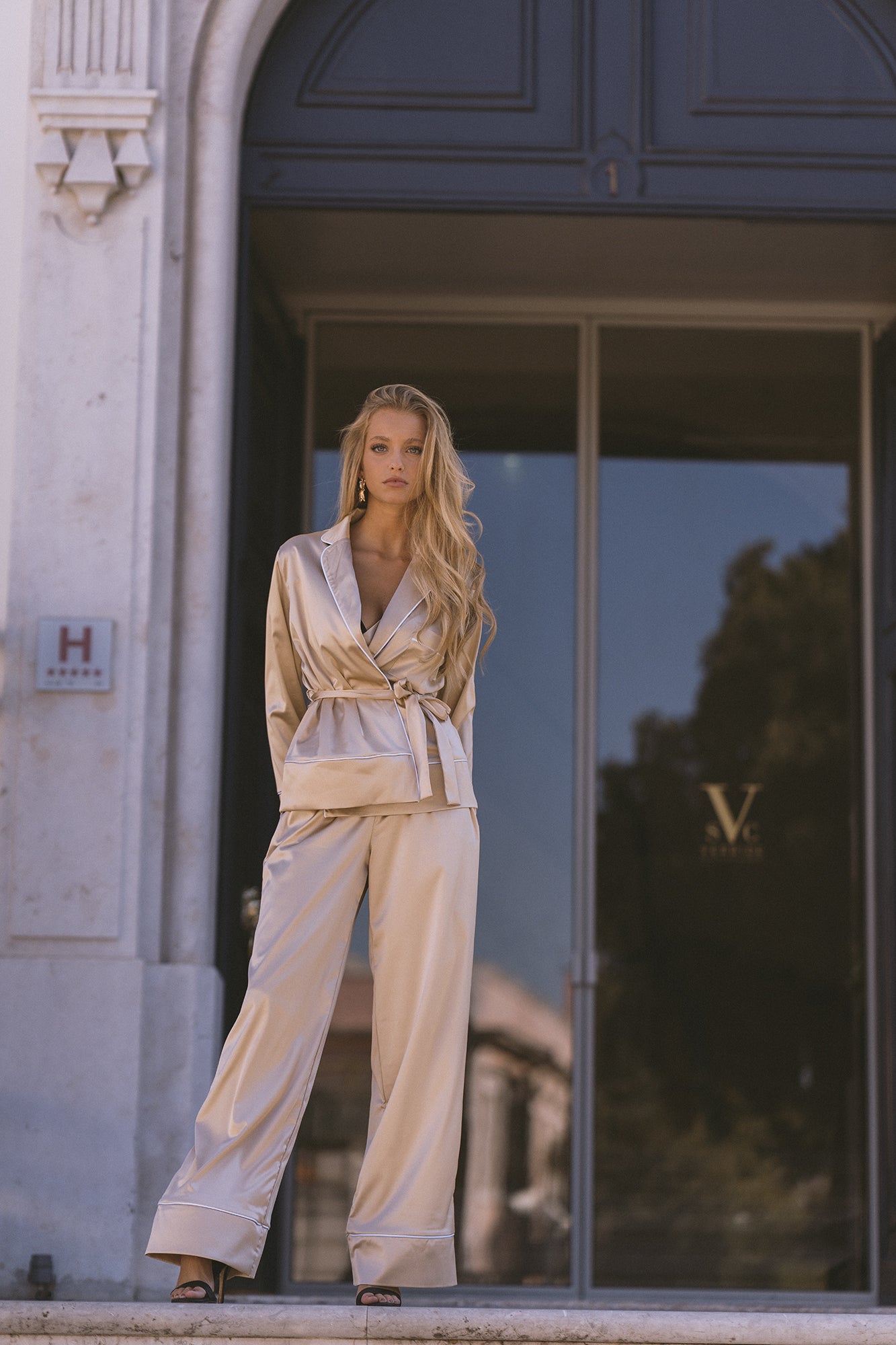 CHAMPAGNE SATIN PJ SHIRT