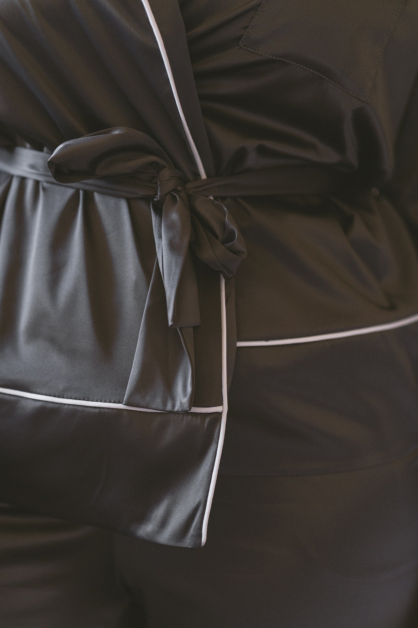 DARK GREY SATIN PJ SHIRT
