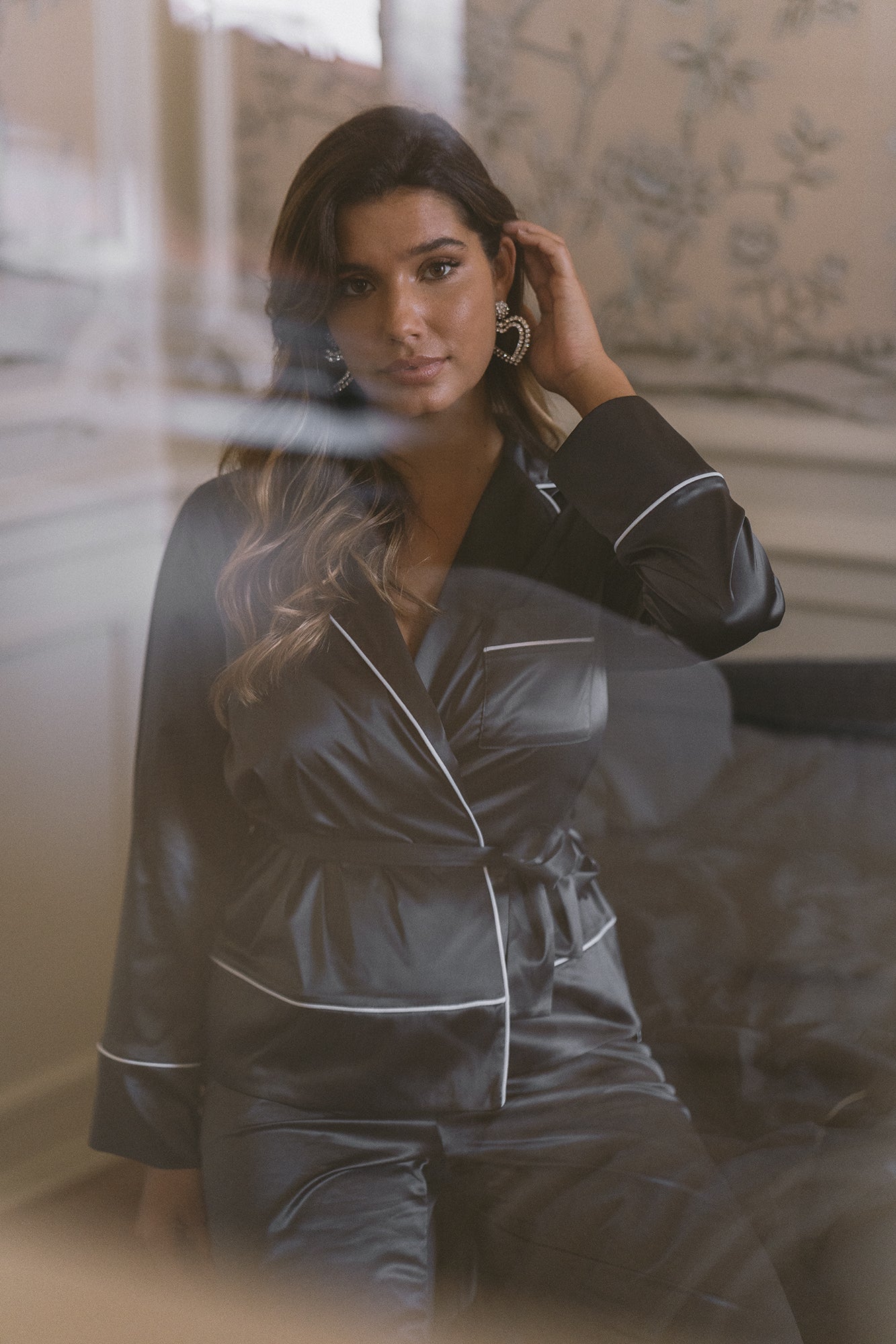 DARK GREY SATIN PJ TROUSERS