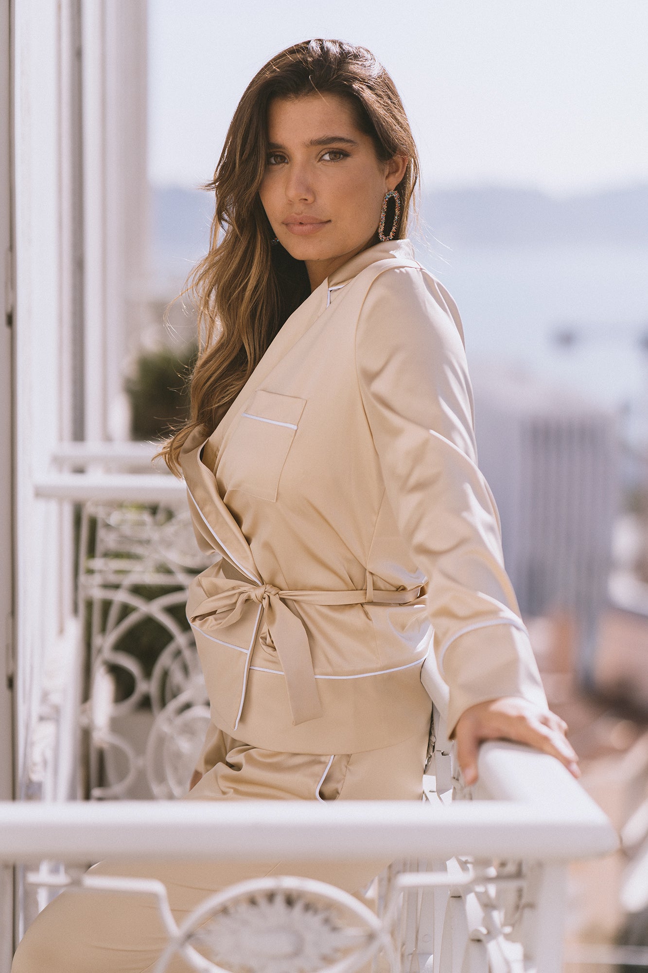 CHAMPAGNE SATIN PJ SHIRT