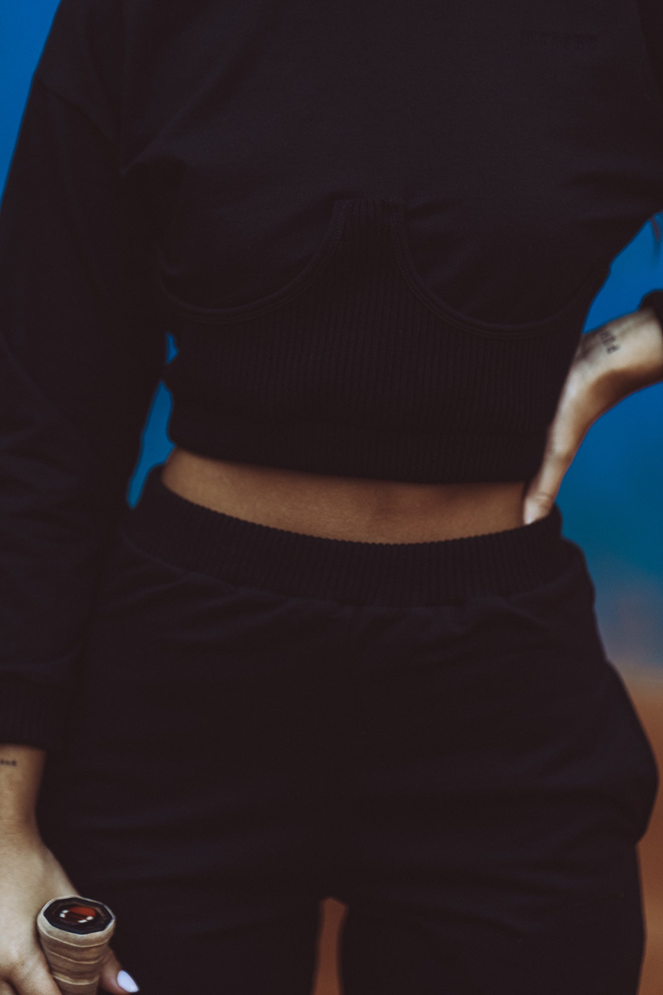 BLACK TRACKSUIT SWEATPANTS