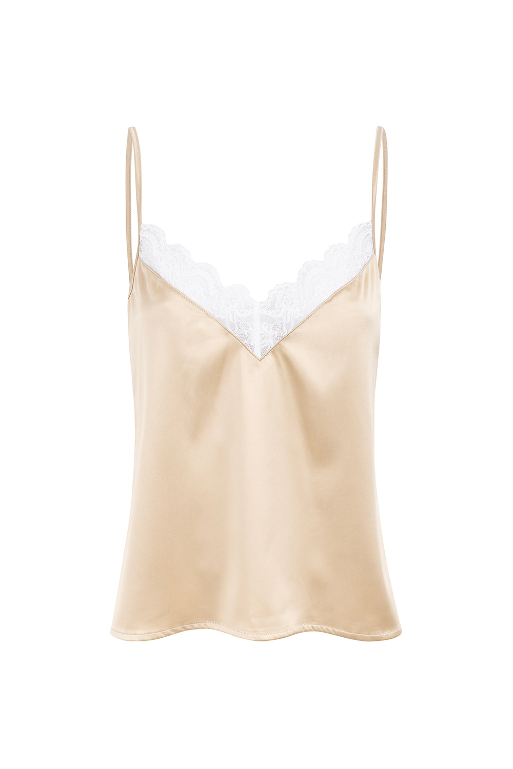CHAMPAGNE SATIN & LACE TOP (OUT OF STOCK)