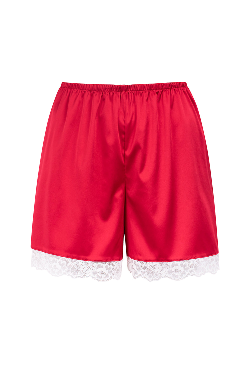 RED SATIN &amp; LACE SHORTS