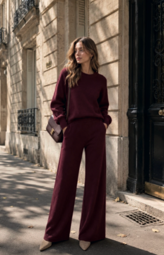 CHERRY KNIT LOUNGEWEAR SWEATER