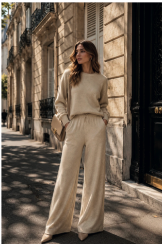 PANTALONES DE PUNTO COLOR BLANCO ROTO LOUNGEWEAR