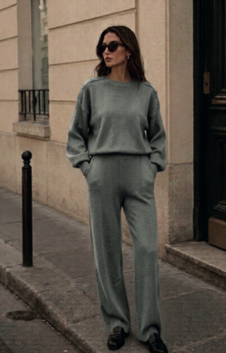 GREY KNIT LOUNGEWEAR TROUSERS