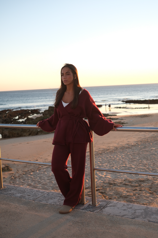 PANTALONES DE PUNTO BURGUNDY