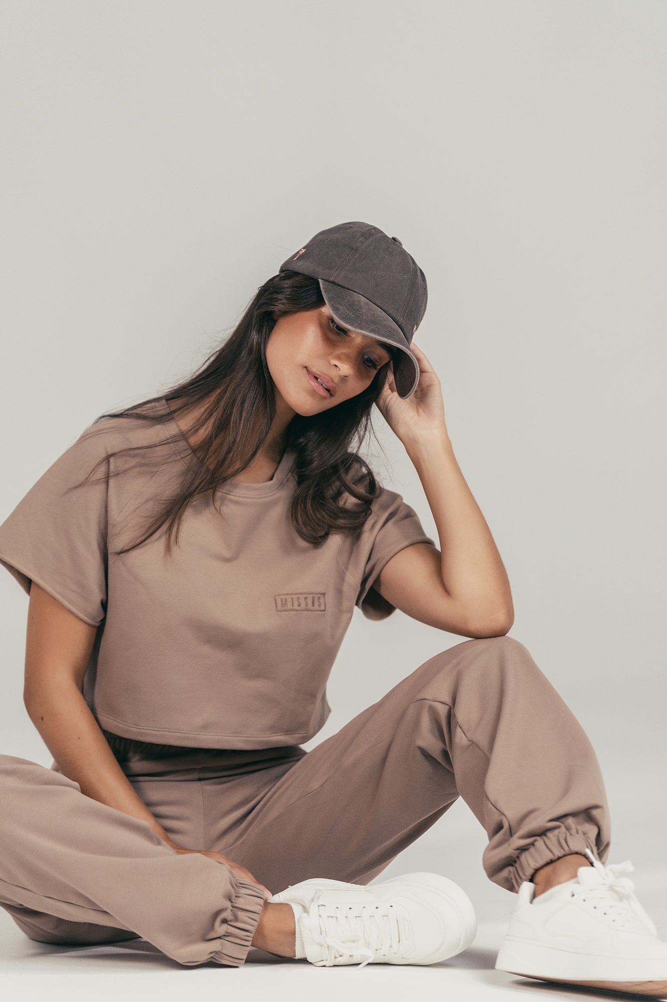 TAUPE TRACKSUIT SWEATPANTS