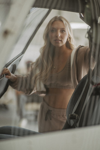 TAUPE CROP TOP TRACKSUIT