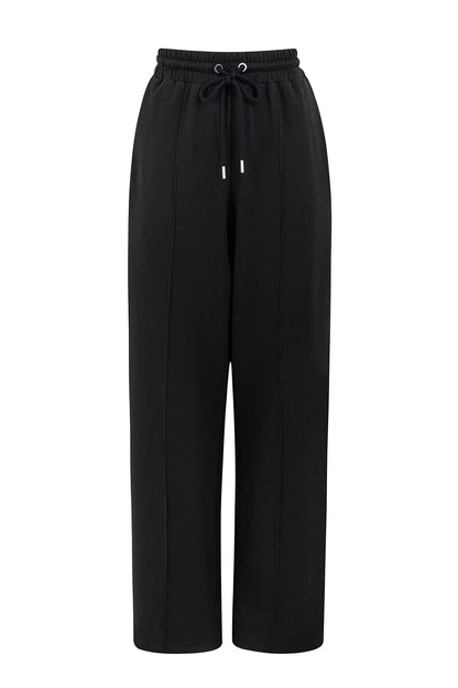 BLACK TRACKSUIT STRAIGHT SWEATPANTS