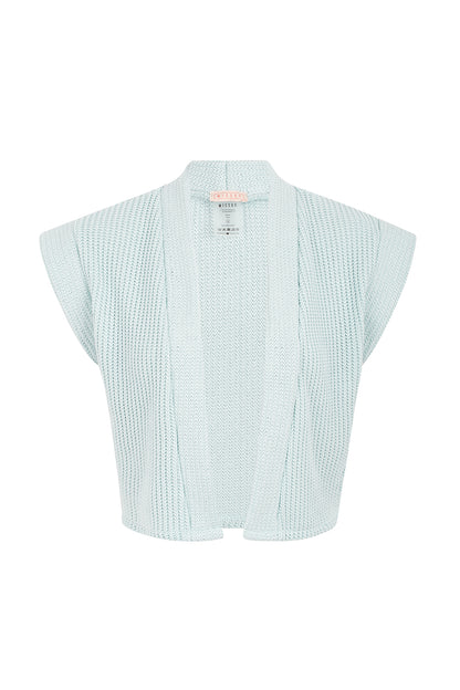 BABY BLUE RIBBED KNIT GILET