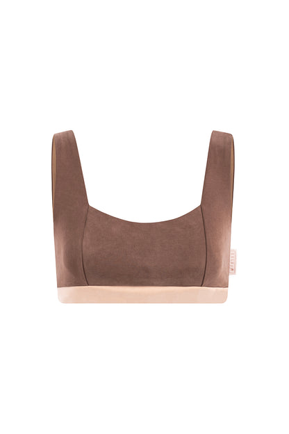 TOPS CROP MARRÓN MEDIO TACTO SUAVE 