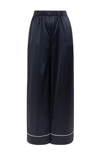 BLACK SATIN PJ TROUSERS
