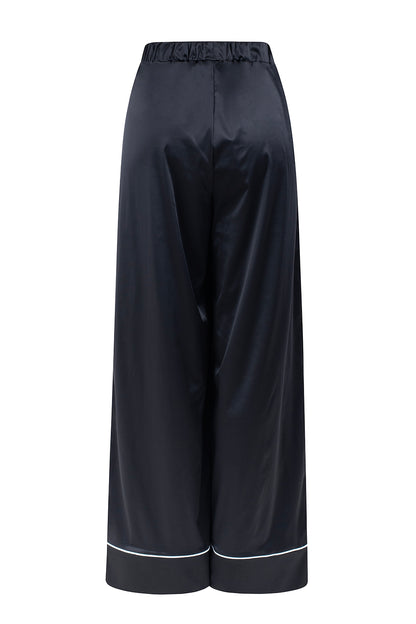 BLACK SATIN PJ TROUSERS