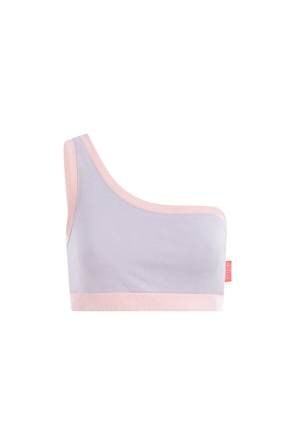 TOP CROP LILA DE UN HOMBRO DE TACTO SUAVE V2 