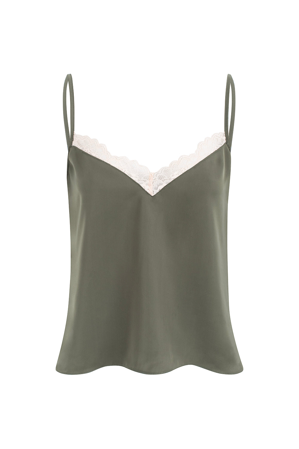 SAGE GREEN SATIN & LACE TOP