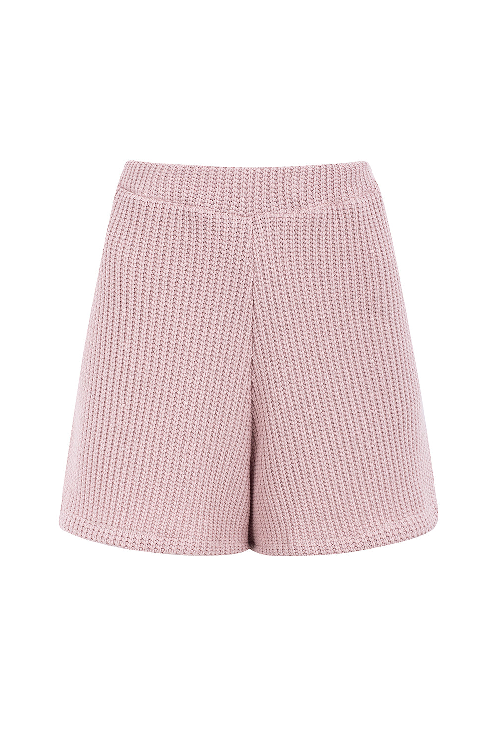 PASTEL PINK RIBBED KNIT SHORTS