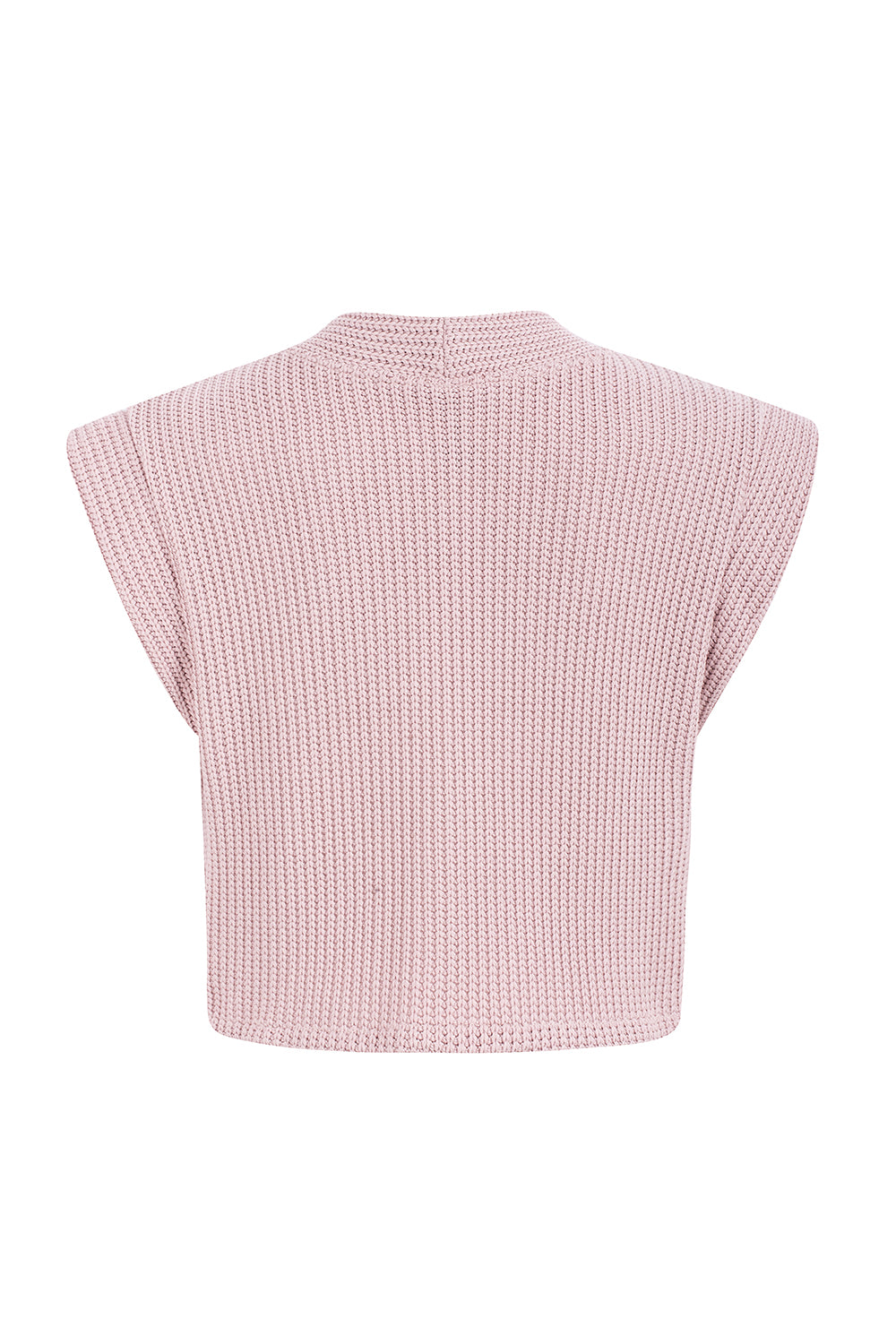 PASTEL PINK RIBBED KNIT GILET