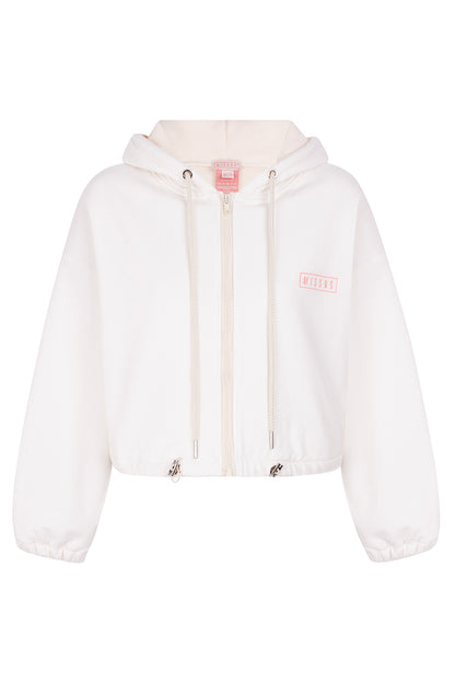 WHITE TRACKSUIT ZIP-UP HOODIE