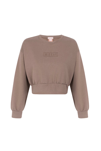 TAUPE TRACKSUIT CREWNECK SWEATSHIRT