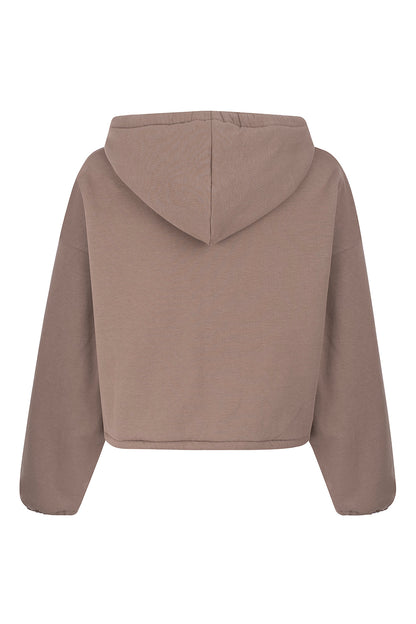TAUPE TRACKSUIT ZIP-UP HOODIE