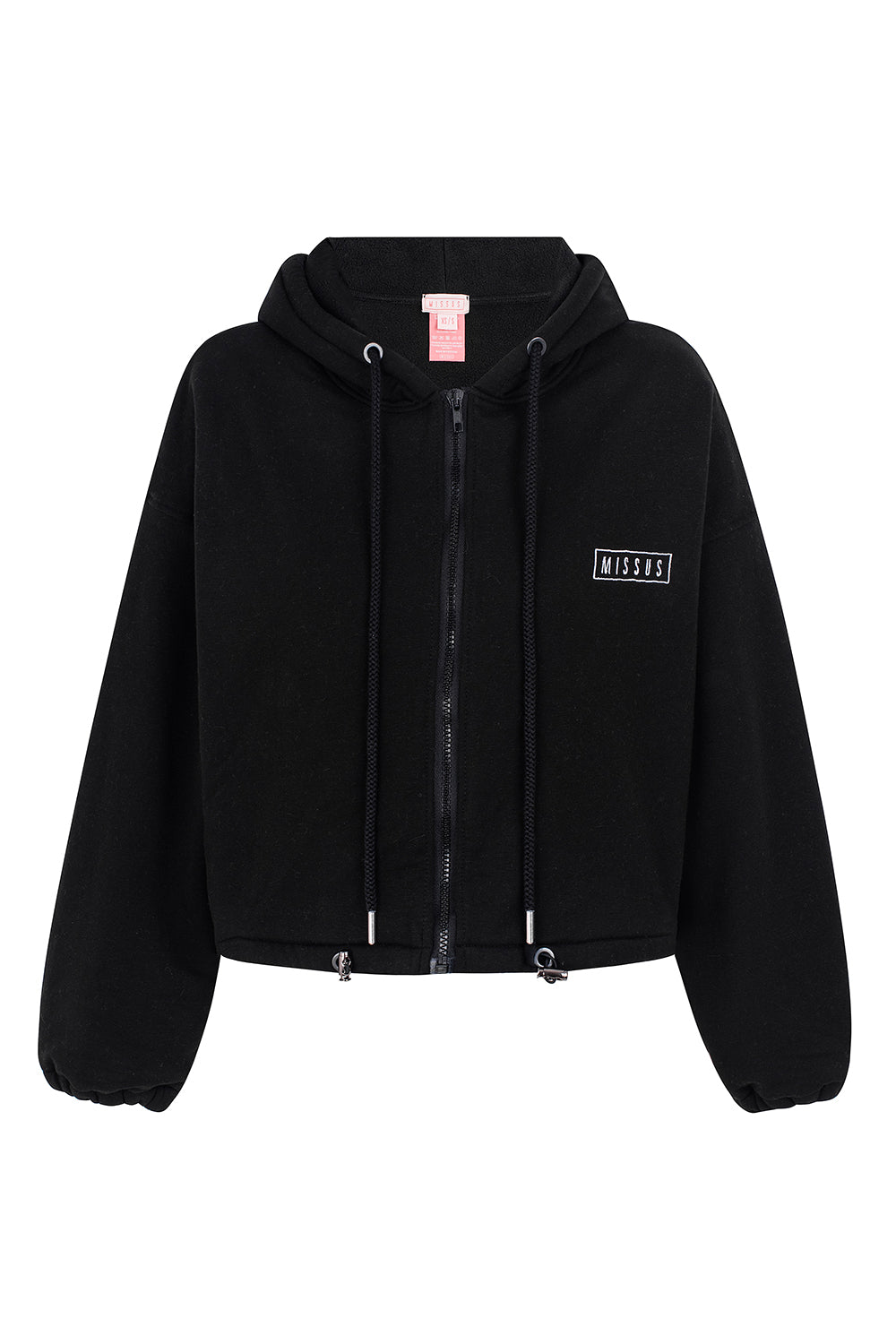 BLACK TRACKSUIT ZIP-UP HOODIE