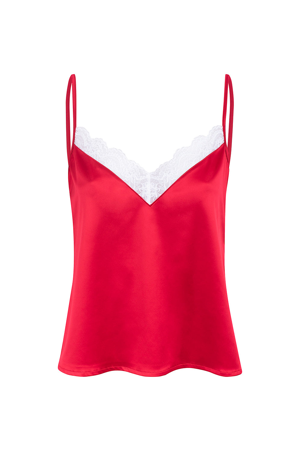 RED SATIN & LACE TOP – Missus