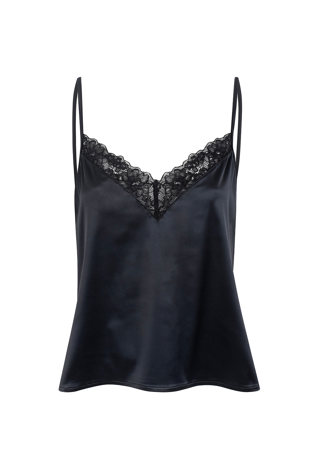 BLACK SATIN &amp; LACE TOP (OUT OF STOCK)