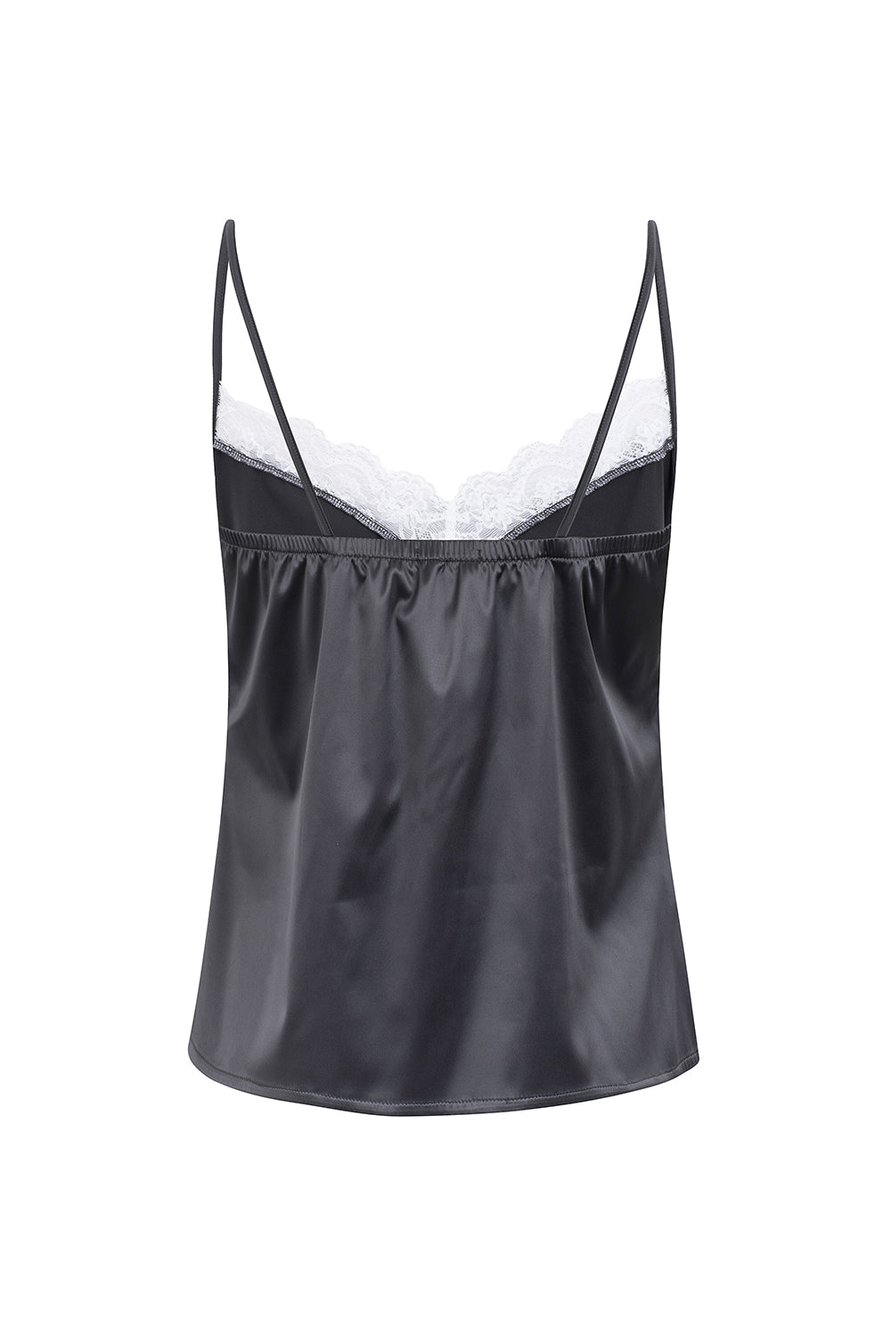 DARK GRAY SATIN &amp; LACE TOP (OUT OF STOCK)