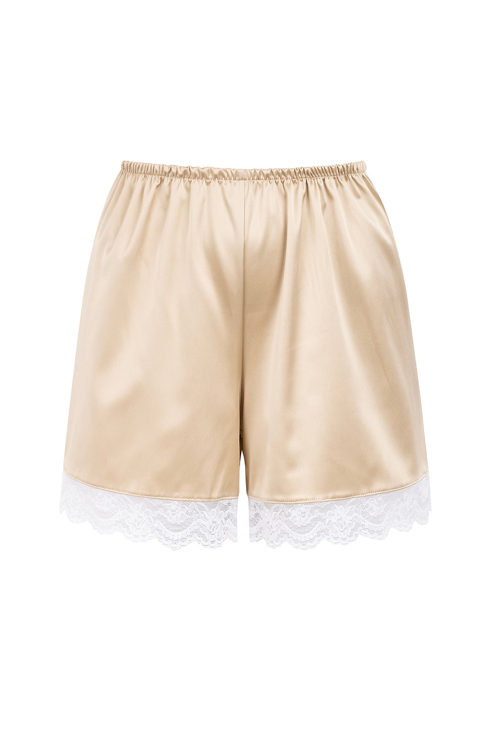 CHAMPAGNE SATIN & LACE SHORTS – Missus