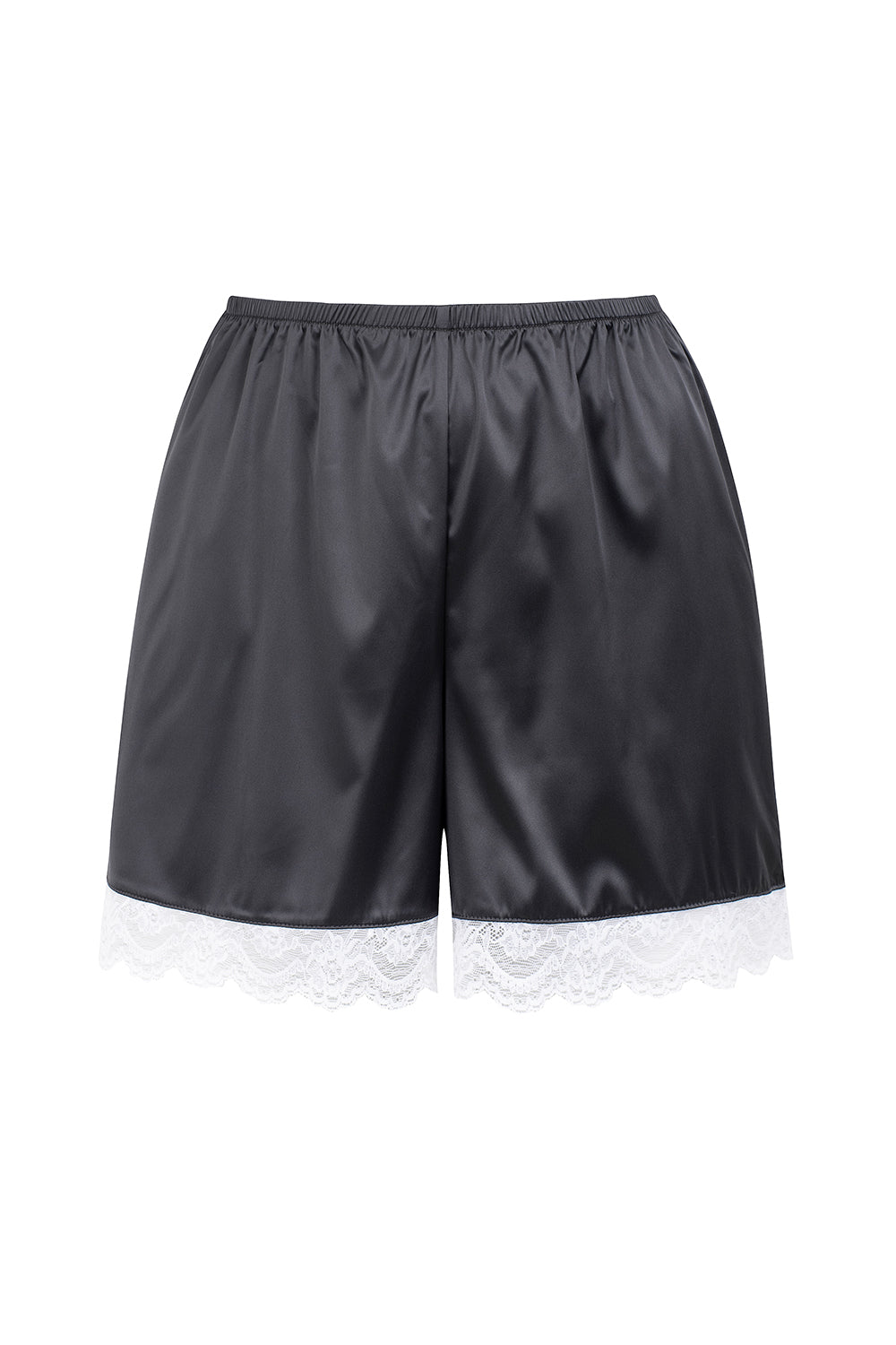DARK GRAY SATIN &amp; LACE SHORTS (OUT OF STOCK)